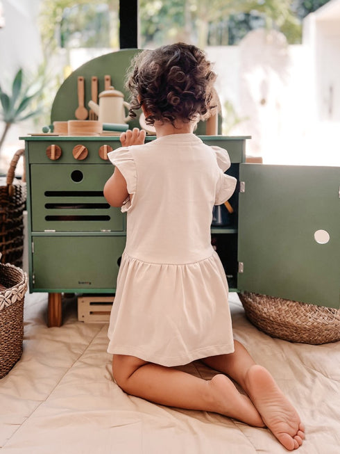 Girls cotton dress in Beige